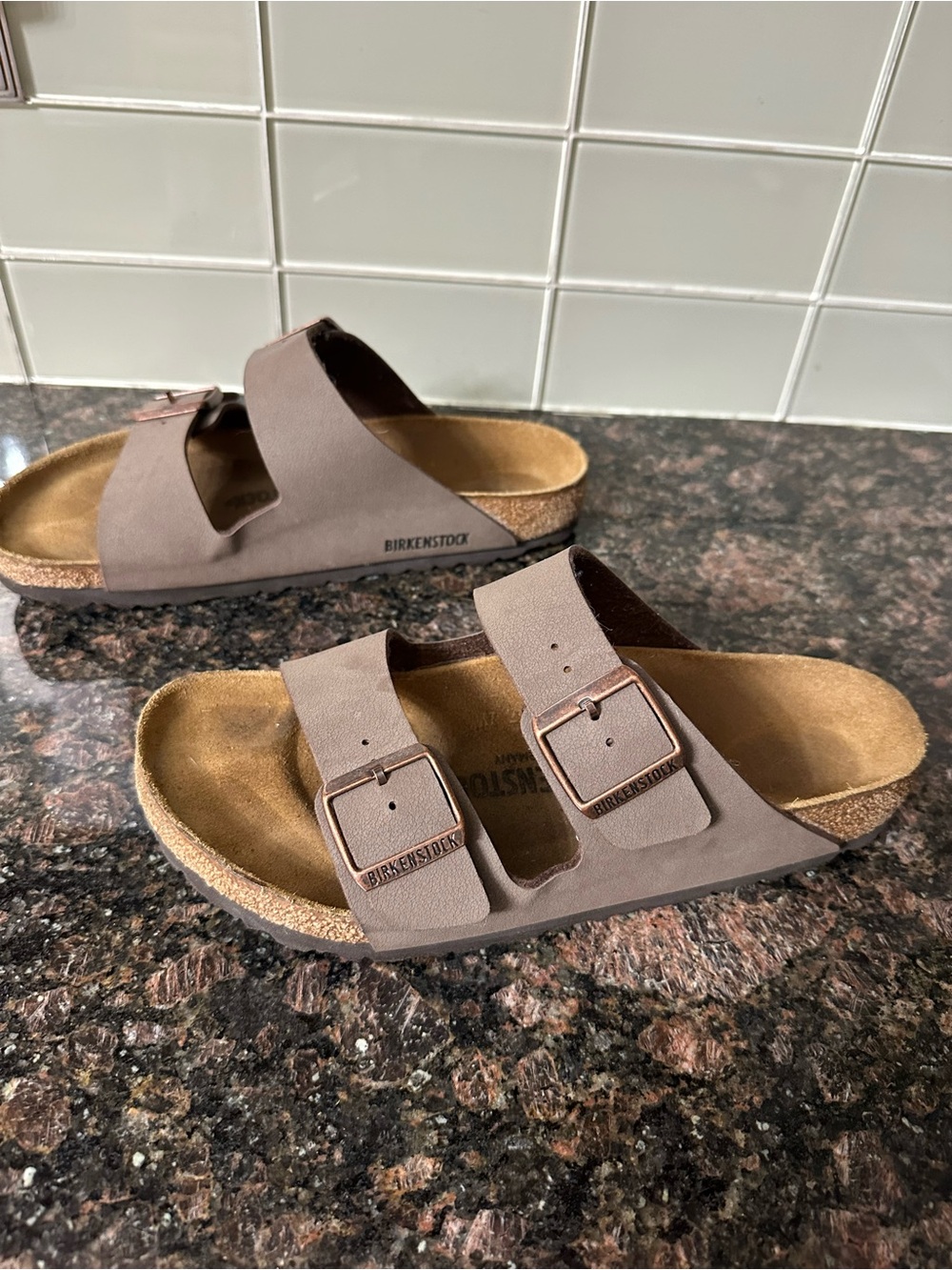 Birkenstock Arizona Two-Strap Sandals in Taupe Brown - Picture 3 of 9